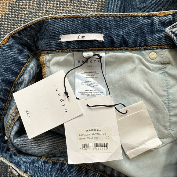 NWT Sandro Washed Destroy Slim Fit Jeans in Blue Vintage Denim 30 - Picture 4 of 4